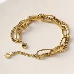 NEW 18K Gold Plated Chunky Link Chain Bracelet